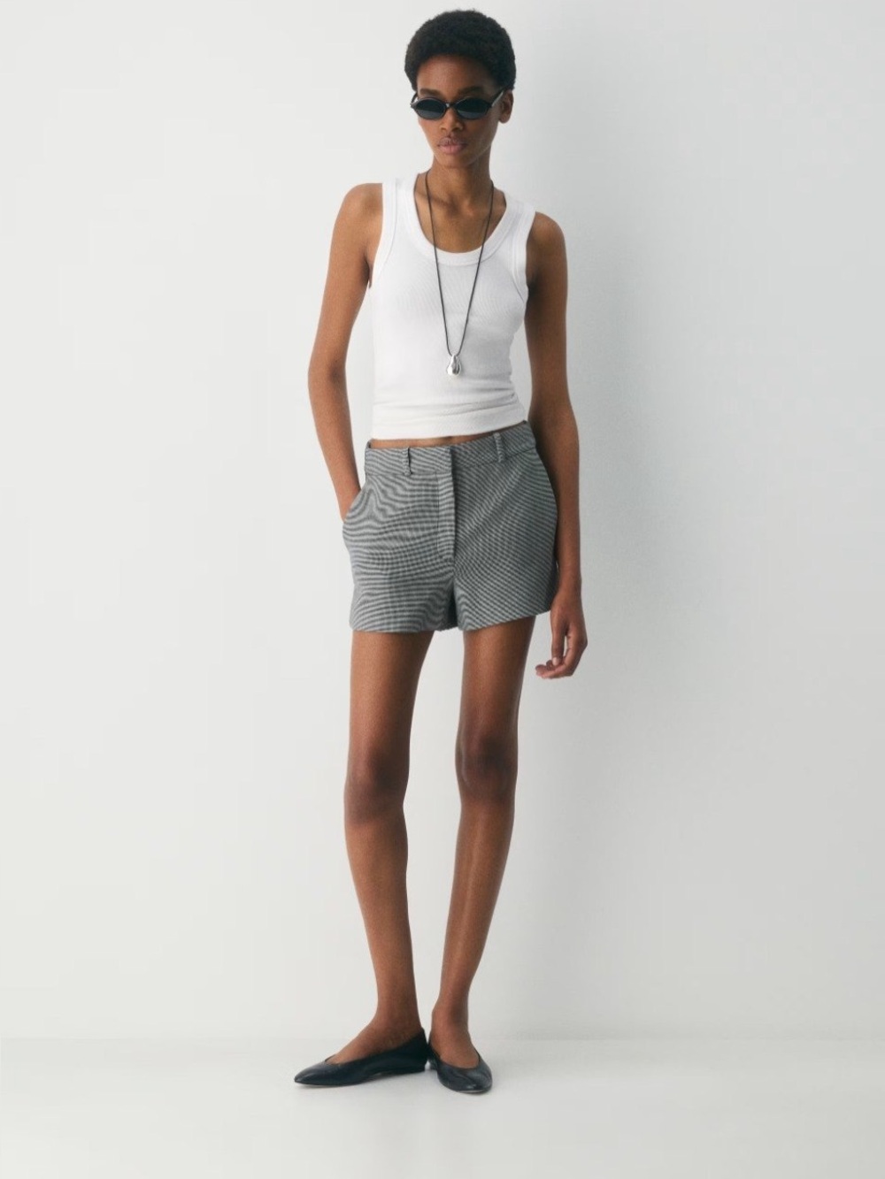 Babaton Gray High-Waist Tailored Shorts